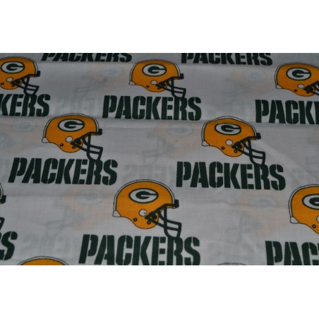 Green Bay Packers on white sold by the 1/4 yard