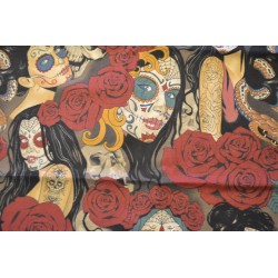 Las Elegantes day of the dead this is sold by the 1/4 yard